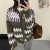 Cárdigan de punto Fair Isle para mujer, Nuevo estilo Otoño/Invierno 2025, Muy elegante, Tejido de estilo relajado, Chaqueta gruesa