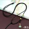 Collar con cordón de jade ajustable, colgante de loto, tejido a mano, jade Dongling, adorno colgante de jadeíta dorada ajustable