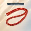 Collar de ágata roja para mujer, piedra preciosa de calcedonia cristalina del Mar de China Oriental, nuevo estilo chino, cadena larga verde para suéter