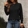 Estação Independente da Amazon Comércio Exterior 2024 Novas Roupas Casuais Femininas Europeias e Americanas Cruzamento de Fronteiras Cor Sólida Gola Redonda Manga Longa Outono Tops