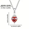 Collar con Colgante de Cruz de Zirconia Roja en Forma de Corazón, Cadena de Clavícula de Moda con Incrustaciones de Diamantes de Zirconia en Forma de Corazón, Cadena Creativa para el Cuello Dorada con Forma de Corazón