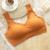 Roupa íntima Esportiva de Látex Tailandês Feminina Sem Aro Pequeno Levanta Seios Sem Marcas Sutiã Camiseta Tamanho Grande Costas Bonitas Sutiã Fino