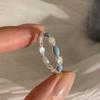 Anillo Azul Estrella Dulce y Fresco para Mujer, Elegante y de Moda, Anillo Abierto de Gota de Agua, Apilable Versátil, Anillo Fresco para Dedo Índice