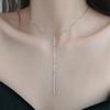 Colar feminino de corrente longa geométrica de prata esterlina 925 de Shenzhen, design de nicho, senso de palavra, vento frio, corrente para clavícula com pingente