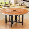 Mesa de Comedor para 10 Personas, Mesa Redonda Grande de Madera Maciza para Uso Doméstico, Tablero Redondo para Uso Comercial en Restaurante, Plegable con Plato Giratorio