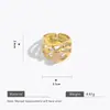 Anillo Abierto de Acero Inoxidable Dorado Estilo Retro Hueco con Piedras de Colores Adornado con Joyería de Anillos Personalizados de Moda
