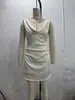 Transfronterizo 2026 Verano Nuevo Producto Estilo Europeo y Americano Sexy Ajustado Cuello Drapeado Plisado Seda Satén Mini Vestido 2772/341