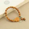 Pulsera Duobao de Madera Simple y de Moda con un Solo Círculo, Sándalo, Arañazo de Gato, Bodhisattva, Pulsera Retro de Moda para Hombres y Mujeres