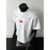 Camiseta de Manga Curta com Bordado de Letra Retro Americana Cruzada Masculina Feminina Tendência Novo Estilo Verão Pesada Manga Curta Par Top