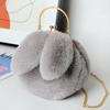 Bolso de Estilo Nuevo para Mujer Estilo Chanel Piel de Conejo Clip Binaural Bolso Portátil para Mujer Bolso Cruzado Bolso DIY Pelo de Imitación de Dibujos Animados