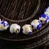 Pulseira artesanal faça você mesmo material de porcelana azul e branca apliques contas de cerâmica contas redondas contas de cerâmica impressas contas soltas acessórios