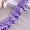 Borda de renda de cetim branca dupla camada com 5,5 cm de largura e borda franzida, adequada para cortinas, almofadas, roupas, roupas de boneca e decorações DIY
