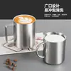 Taza personalizada de acero inoxidable 316, de doble pared con asa, vaso de agua para jardín de infantes, con tapa y escala, taza de café