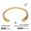 [Estrictamente Seleccionado y Especialmente Proporcionado] Pulsera Transfronteriza de Acero Inoxidable con Oro de 18 Quilates, Pulsera Asimétrica de Alta Gama, Pulsera Abierta de Ola Martillada