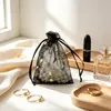 Bolsa de malla con cordón y estampado de buganvilias con lámina dorada, bolsa de almacenamiento para joyería, bolsa para muestras de cosméticos, bolsa de regalo, disponible en varios colores, bolsa de regalo para dulces
