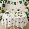 Nova decoração de topo de bolo de aniversário com tema de futebol da Amazon com faixa de letras verdes e bandeira para uma atmosfera festiva