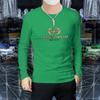 Camiseta de hombre europea de calidad sólida, camisa de fondo, otoño e invierno, multi-artesanía, exquisita camiseta de algodón con intarsia tridimensional, moda masculina de alta gama