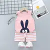 Ropa Infantil 2024 Verano Nuevo Traje Chaleco Infantil Algodón Puro Comercio Exterior Bebé Sin Mangas Shorts Estilo Coreano Ropa para Niños