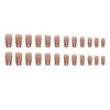 24 Piezas de Manicura Francesa Dorada de Ballet Corto Europeo y Americano, Uñas Postizas Simples y de Lujo, Uñas Terminadas Usables al por Mayor