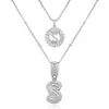 Collar con Colgante de Letra Inicial A-Z Transfronterizo Europeo y Americano Moda Personalidad Doble Capa Letra Colgante de Diamante Cadena de Clavícula
