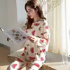 Pijamas de Manga Larga para Mujer de Primavera y Otoño, Lindos Dibujos Animados Casuales y Cómodos Estilos Delgados de Otoño e Invierno que se Pueden Usar Afuera Conjuntos de Ropa para el Hogar para Mujer