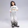 Fantasia de Dança Jazz para Meninas Tendência Cool Fashionável Nova Roupa de Performance Estilo Street Dance Infantil Grupo de Jazz