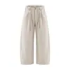 Calça casual Muqiu Masculina 360g algodão puro com textura irregular, calça longa masculina relaxada e solta de perna larga