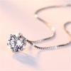 Collar de un solo diamante para mujer, cadena corta de clavícula, colgante de seis garras bañado en cobre y plata, joyería de moda coreana con circonitas simples.