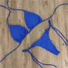 Bikini Sexy de Tres Piezas de Color Sólido con Cuello Halter Estilo Europeo y Americano para Mujer, Traje de Baño Multicolor con Atado Ajustable