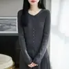 Camisa base de malha torcida com gola redonda, estilo minimalista transfronteiriço para mulheres, novo suéter base versátil de caimento justo, estilo old money, emagrecedor