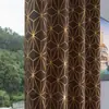 Cortinas Amazon Color Café con Patrón de Olas y Estampado Dorado con Textura de Diamante, Protector Solar, Aislamiento Térmico, Alto Blackout, Blackout Completo para Ventanas de Mirador