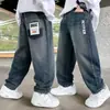 Calças Jeans Infantis Primavera e Outono Novo Estilo Roupas Casuais Infantis para Meninos Mais Velhos Calças Largas Tendência Atacado Dropshipping