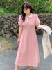 Vestido Casual de Cuello Polo con Lazo Verano Nuevo Talla Grande mm Casual Delgado Falda de Longitud Media 250386