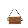 Bolsa de ombro vintage chique com corrente para mulheres, bolsa de ombro Melard de outono, bolsa transversal com aba versátil e da moda