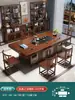 Juego de mesa de té y sillas de madera maciza, una mesa y cinco sillas, mesa de té de oficina estilo chino nuevo, juego de té para el hogar, mesa de té integrada para preparar té