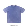 Atacado de Comércio Exterior 250g Algodão Puro Estonado Camiseta de Manga Curta Retrô Americana Juvenil Impressão Direta com Tinta Branca Camiseta Lavada