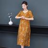 Nuevo y elegante vestido de verano para madres de mediana edad, de algodón Tencel estampado, talla grande, para mujeres de mediana edad y mayores, estilo años 50.