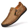 Em Estoque Novos Sapatos Casuais Slip-On Transfronteiriços para Homens, Sapatos de Couro com Zíper de Tamanho Grande, Mocassins Preguiçosos Feitos à Mão de Tamanho Grande para Comércio Exterior