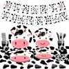 Nuevo en Stock Tema Fiesta de Vacas de Granja vajilla desechable pañuelo decoración de fiesta de cumpleaños plato de papel mantel de PE