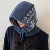 Corea del Sur Gorro Pasamontañas Copo de Nieve para Mujer Otoño e Invierno Nuevo Gorro de Punto Cálido para el Cuello Protección Integrada para las Orejas Gorro de Lana