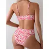 Novo biquíni sexy de duas peças com amarração e estampa Amazon 2026 para mulheres, projetado para exportação, adequado para uso na praia e em fontes termais