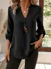 Nuevo Sitio Independiente Transfronterizo Europeo y Americano Aliexpress Amazon Ropa de Mujer Camiseta Botones Cuello en V Talla Grande Camisa para Mujer