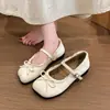 Vestido con lazada, punta cuadrada y tacón grueso, dulce tira única, nuevos zapatos Mary Jane de encaje para mujer 2026