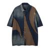 Amazon AliExpress Estación Independiente Marca de Color de Moda Original de Nicho Camisa de Mezclilla de Manga Corta para el Cabello Ropa Transfronteriza para Hombres