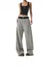 Calça Casual Retro Americana com Strass para Mulheres, Outono e Inverno 2026 Wide-Leg Solta Cintura Alta High-End Comprimento Total