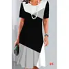 Vestido de Verano para Mujer Y2 Transfronterizo Europeo y Americano con Estampado Floral 3D Moda Cuello Redondo Manga Corta