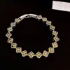 Pulsera de diamantes cuadrados, diseño elegante y moderno de la marca coreana Flu, pulsera delicada y con sentido de la moda, pulsera de celebridades de Internet, recién llegada para mujeres.