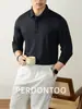 "Polo de Negocios Antibacteriano Elite 10A" Textura de Panal Transpirable para Hombre con Botonadura Oscura Camiseta de Manga Larga con Cuello