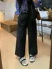 Pantalones Cropped Rectos Sueltos Tridimensionales de Algodón Lavado de Alto Recuento para Mujer Principios de Otoño Sueltos Casuales de Pierna Ancha