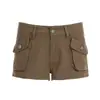 Comercio Transfronterizo 2026 Primavera/Verano Tendencia Ajustados de Cintura Baja Elásticos Estilo Americano Mezclilla Pantalones Cortos Ultra Cortos para Mujer, Favorecedores y Elegantes